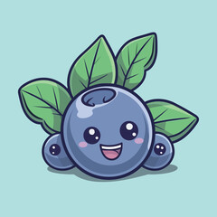 Obraz premium Cute blueberry cartoon image vector illustration