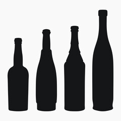 Shape of silhouette of bottle for alcohol, beer, kvass, waters. Outline of a container for storing liquid