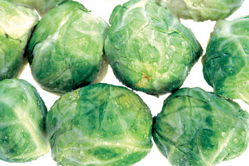 Brussels sprouts on white background.