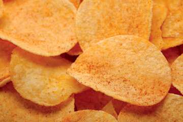 Potato chips, close-up photo.