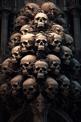 A bunch of skulls sitting on top of each other. Generative AI
