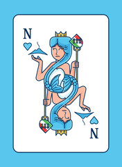 Neapolitan mermaid with pitchfork and Vesuvius symbol