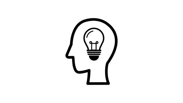 Symbol linear of Human head with Lightbulb inside, Creativity concept, alpha channel included.