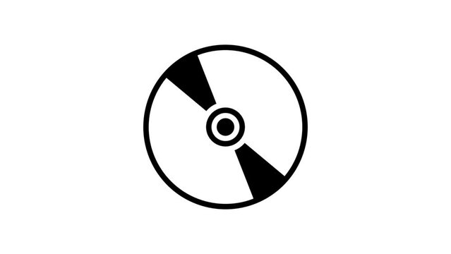 Spinning CD or DVD disc icon element animation, alpha channel included.