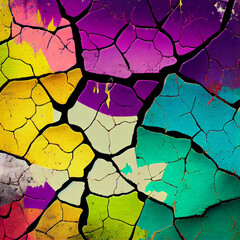 Elegant colorful cracked wall texture abstract background for design