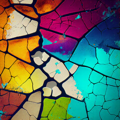 Elegant colorful cracked wall texture abstract background for design