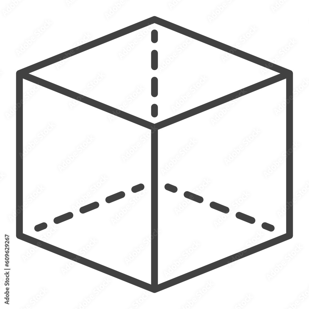 Poster cube vector concept minimal icon in outline style