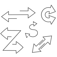 hand drawn doodle two arrows in opposite directions illustration vector