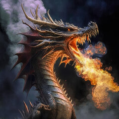 Beautiful and powerful fantasy dragon. Generative AI