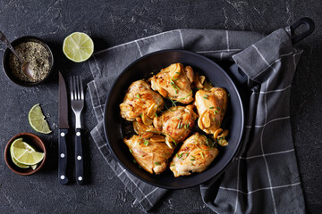 garlic rosemary thyme herbed fried chicken thighs