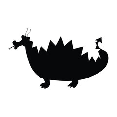 Crocodile black silhouette isolated on white background. Vector illustration.