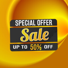 Special offer sale banner design Up to 50 percent off weekend sale promotion