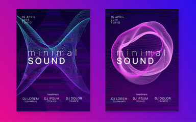 Neon trance party flyer. Electro dance music. Electronic sound. Club dj poster. Techno fest event.