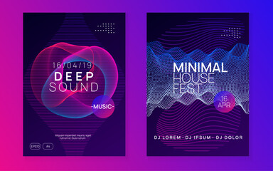 Neon electronic poster. Electro dance dj. Music sound fest. Night club event flyer. Techno party.