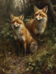 Obraz premium red fox in the woods