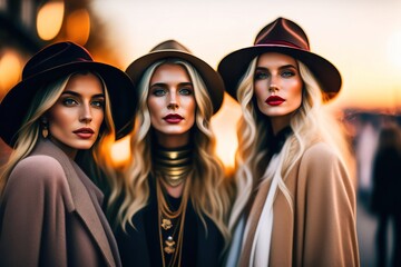 Young Female Friends Social Group Portrait. Created with Generative AI