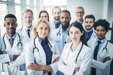 doctor hospital team medical nurse health medicine teamwork unity healthcare clinic group professional man woman created using generative ai technology