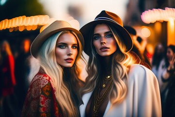 Young Female Friends Social Group Portrait. Created with Generative AI