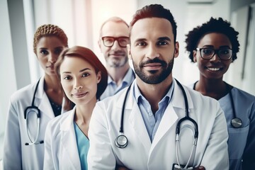 doctor hospital team medical nurse health medicine teamwork unity healthcare clinic group professional man woman created using generative ai technology