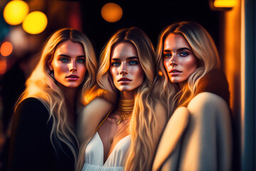Young Female Friends Social Group Portrait. Created with Generative AI