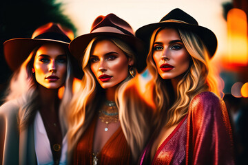 Young Female Friends Social Group Portrait. Created with Generative AI