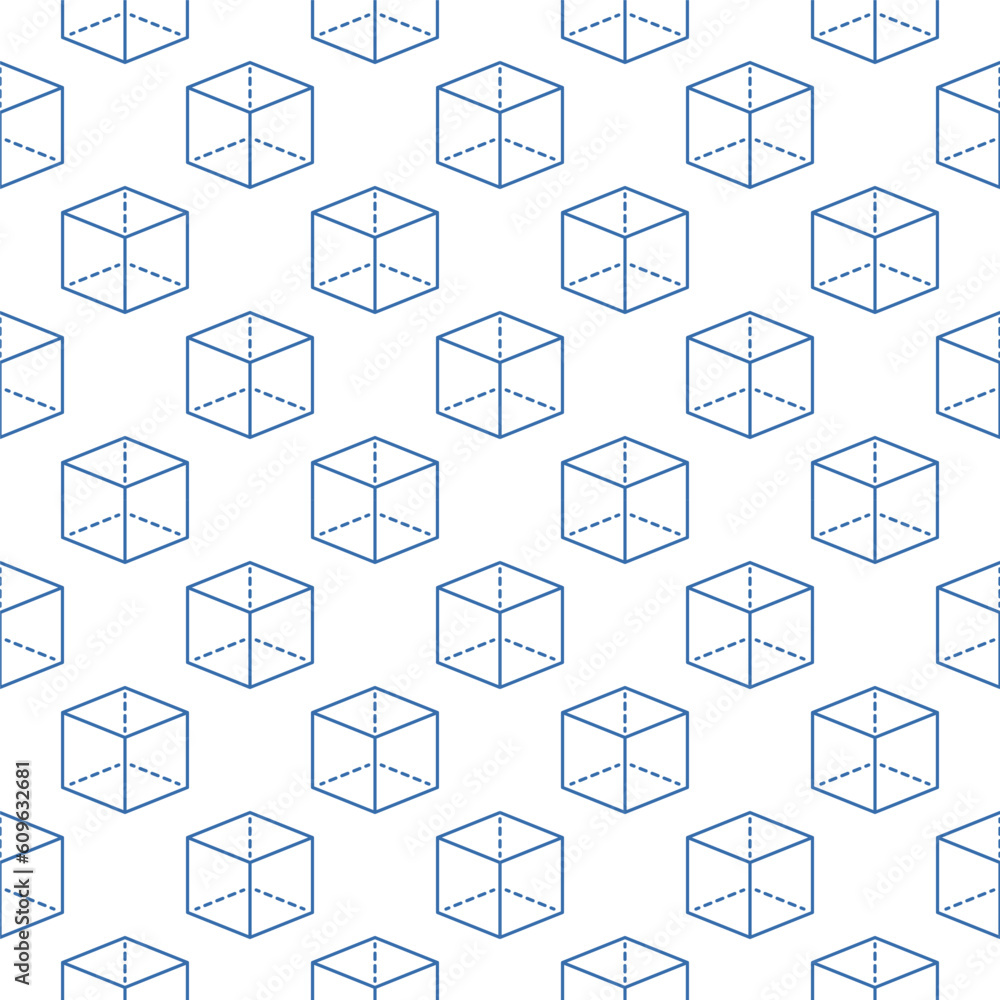 Poster cube vector concept minimal thin line seamless pattern