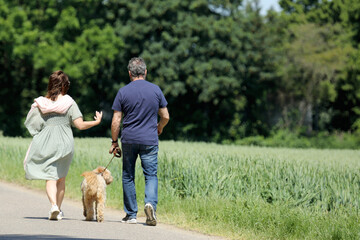 walking with dog - 609633294