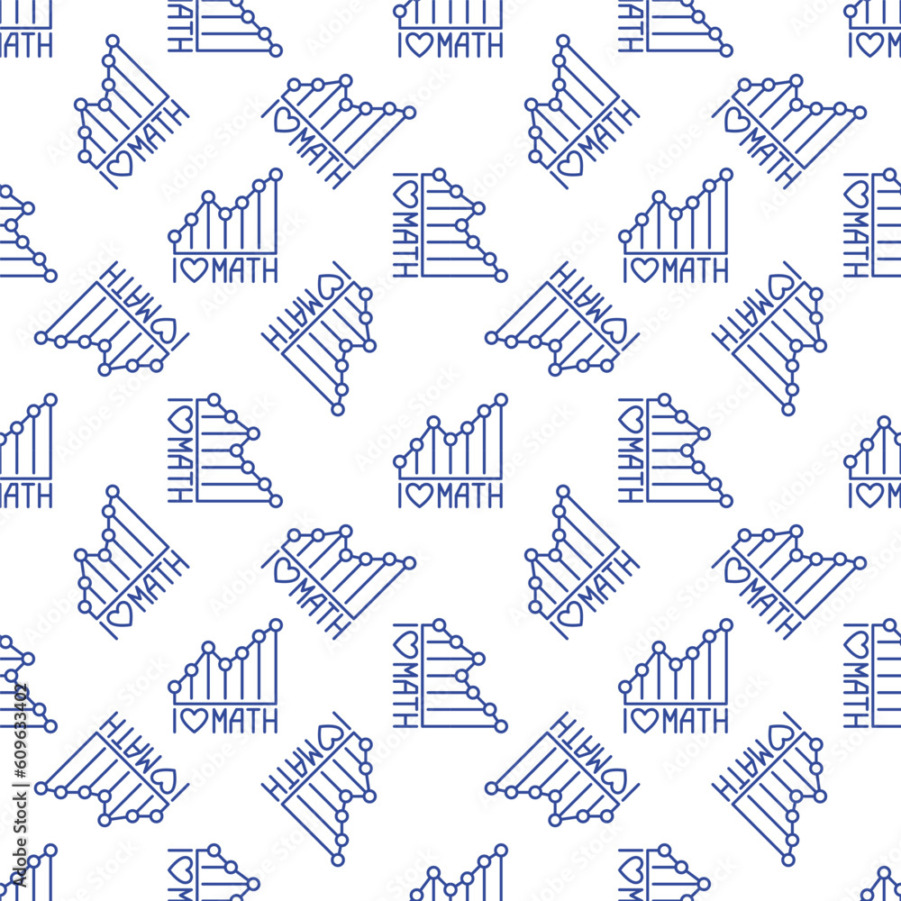 Poster i love math vector mathematics graph concept line seamless pattern