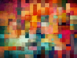 Mosaic of vibrant squares and rectangles in a grid-like arrangement
