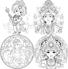 Hindu god little krishna group images