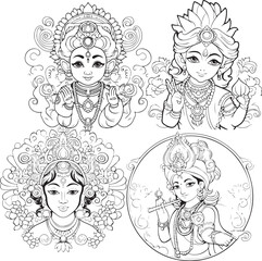 Hindu god little krishna group images