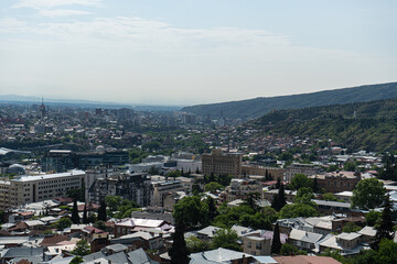 Fototapeta na wymiar Tbilisi's cityscape from the Mtatsminda hill