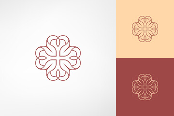 Heart shape petals flower feminine logo. Beautiful and elegant logo. Suitable for beauty, cosmetic, environmental, floral, fashion, spa and esthetics salon companies.