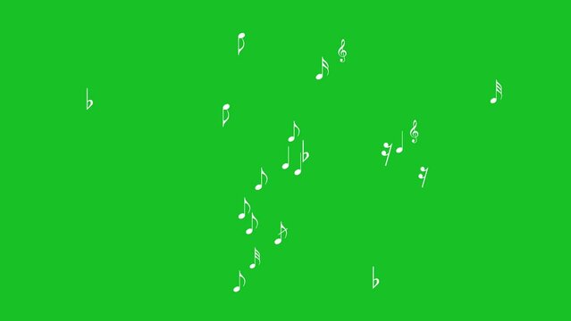 Music notes on green screen background motion graphic effecsts. 
