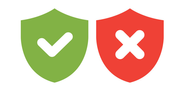 Protection green checked mark and unprotected icon