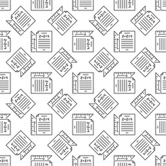 Math Sheet of Paper with Triangle vector outline minimal seamless pattern