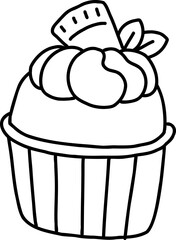 chocolate cupcake hand draw