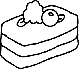 chocolate cake with berry hand draw