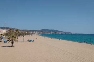 Sand main beach of Badalona, Catalonia, Spain
