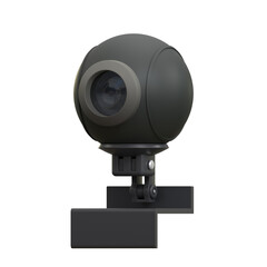 Modern black webcam with one lens and stand lock isolated on a transparent background