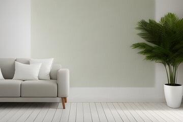 Concept design of the room in a minimalist style, mockup for advertising with empty space. Generative AI