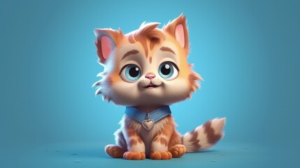 Adorable cartoon cat character, with Generative AI