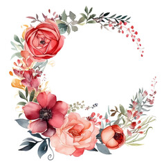 Beautiful watercolor vector floral wreath on a white background
