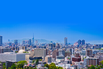 Landscape of Fukuoka city in Japan
