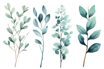 Naklejka premium Set of four watercolor vector branches