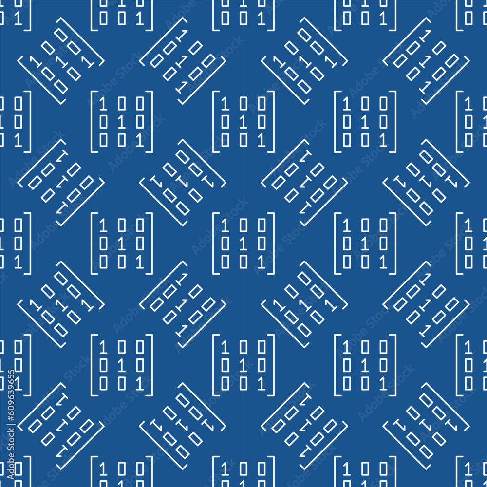 Poster mathematics matrix vector concept blue line seamless pattern