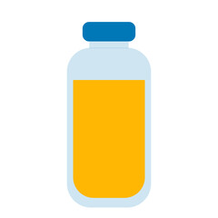 simple flat bottle with yellow orange drink