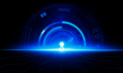 Abstract businessman Door open Light of technology background Hitech communication concept innovation background vector design.
