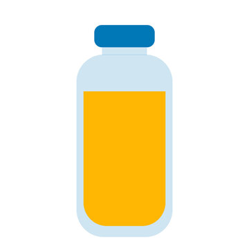 simple flat bottle with yellow orange drink