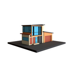 HOUSE WITH GARAGE 3D RENDER ISOLATED IMAGES